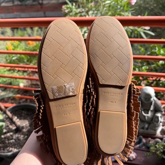 Kurt Geiger London Tassel Cow Print Calf Hair Studded Fringe Moccasin Loafers - Picture 6 of 6